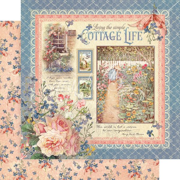 Graphic 45 Cottage Life: Cottage Life 12x12 DS Paper (1 Sheet)