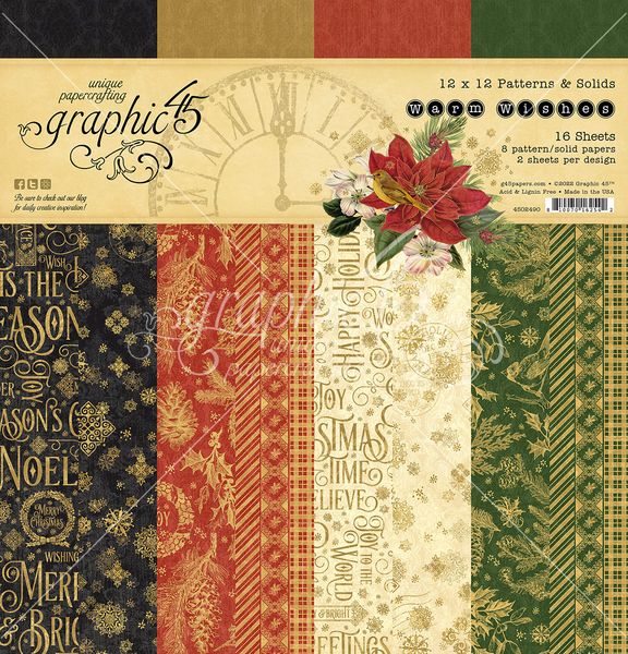 Graphic 45 Warm Wishes 12x12 Patterns and Solids Collection Pack