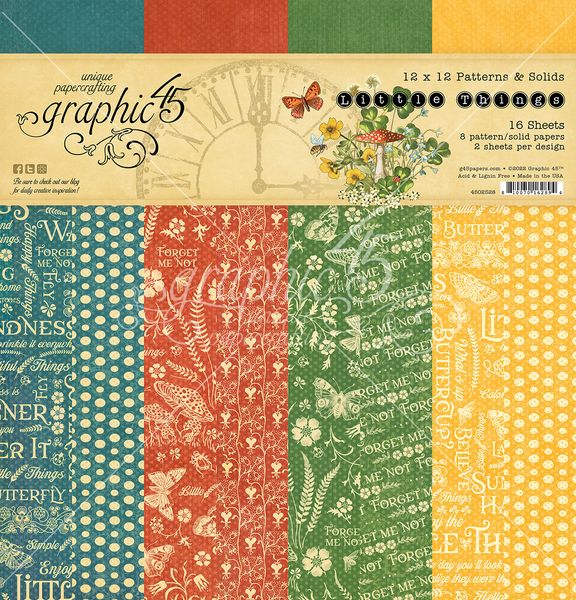 Graphic 45 Little Things 12x12 Patterns & Solids Collection Pack