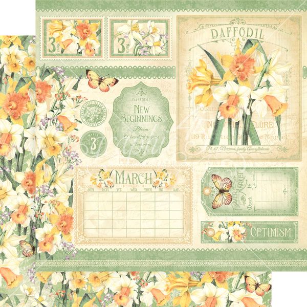 Graphic 45 Flower Market March 12x12 DS Paper (1 Sheet)