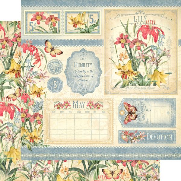 Graphic 45 Flower Market May 12x12 DS Paper (1 Sheet)