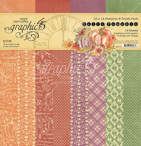 Graphic 45 Hello Pumpkin 12x12 Patterns & Solids Collection Pack