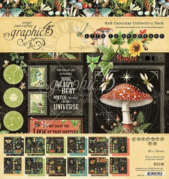 Graphic 45 Life is Abundant 8x8 Calendar Collection Pack