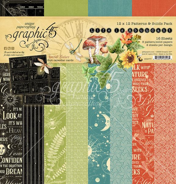 Graphic 45 Life is Abundant 12x12 Patterns & Solids Collection Pack