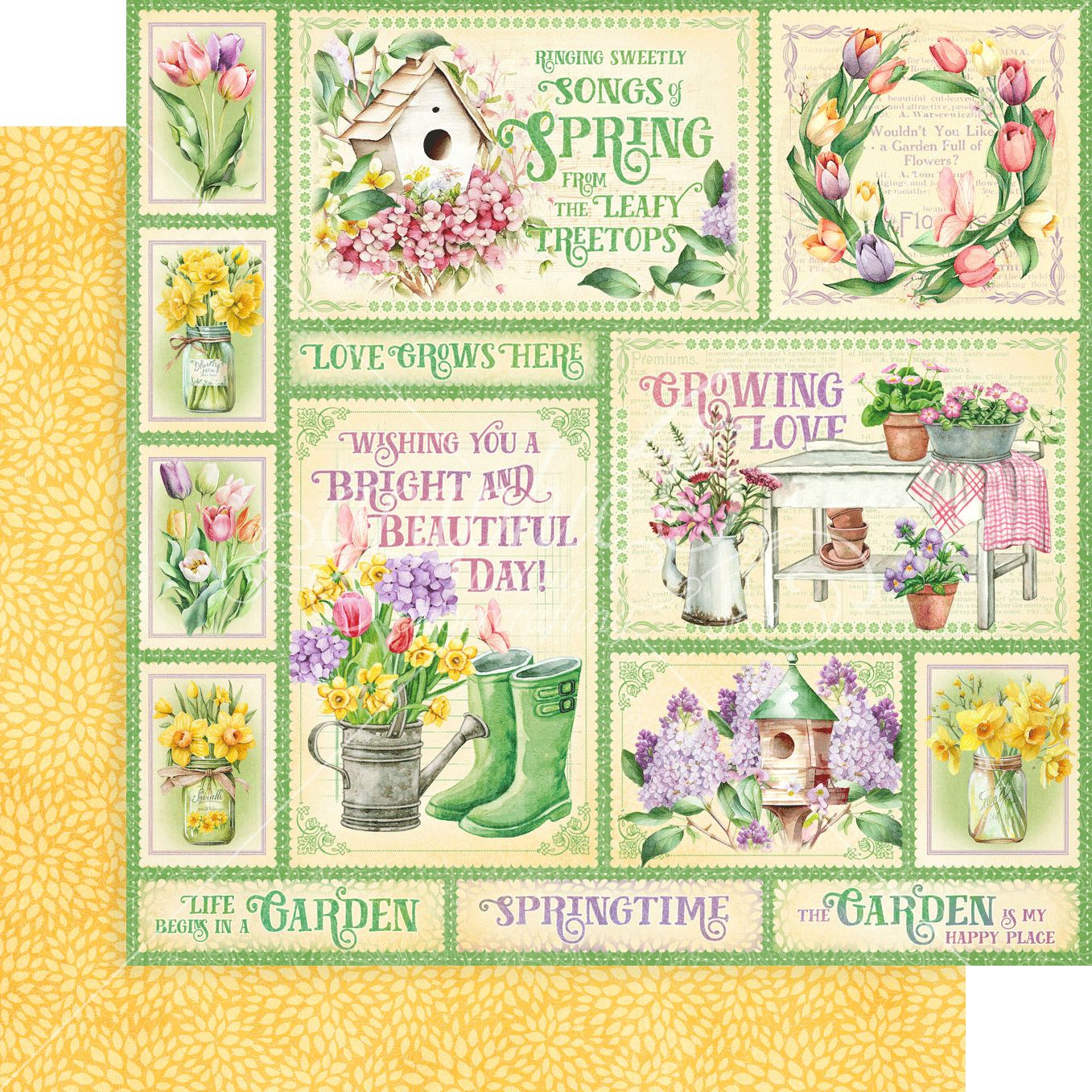 Graphic 45 Grow With Love: Bright Beautiful Day 12x12 DS Paper (1 Sheet)