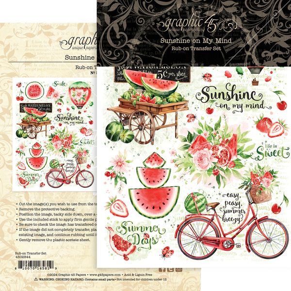 Graphic 45 Sunshine on my Mind Rub-On Transfers