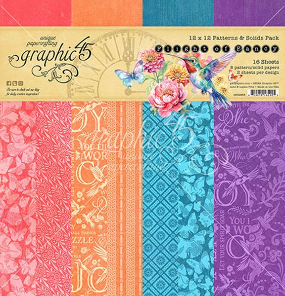 Graphic 45 Flight of Fancy 12x12 Patterns & Solids Collection Pack