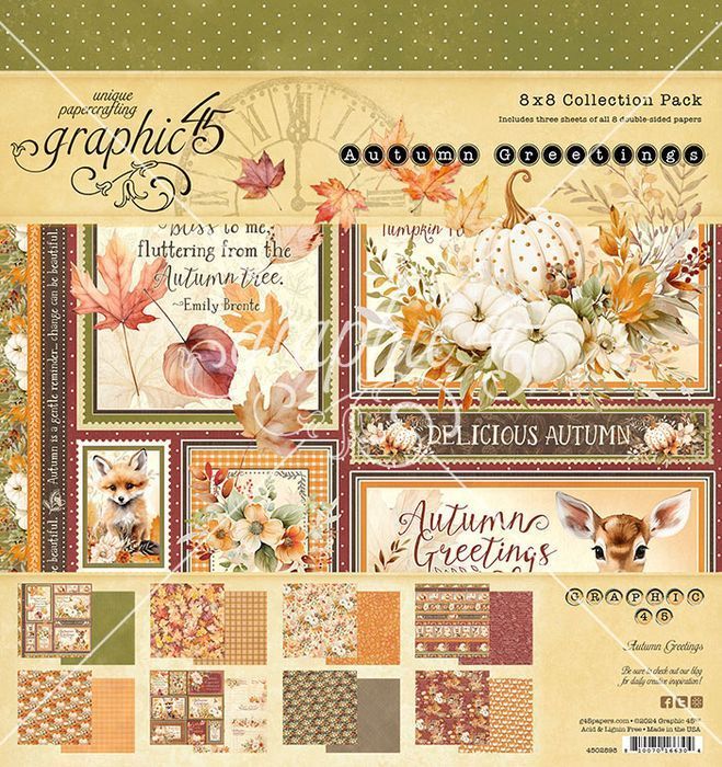 Graphic 45 Autumn Greetings 8x8 Collection Pack
