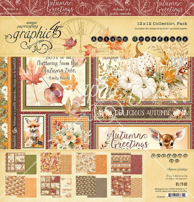 Graphic 45 Autumn Greetings 12x12 Collection Pack