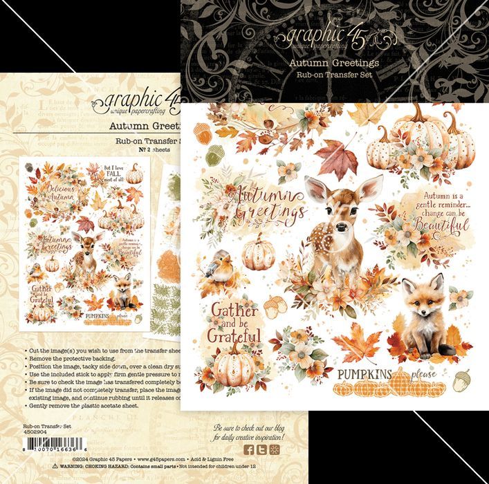 Graphic 45 Autumn Greetings Rub-On Transfers