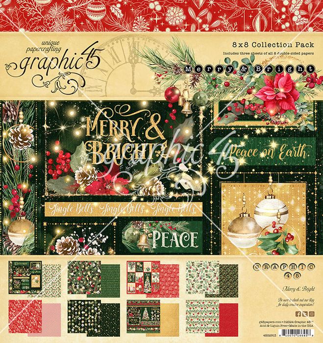 Graphic 45 Merry & Bright 8x8 Collection Pack