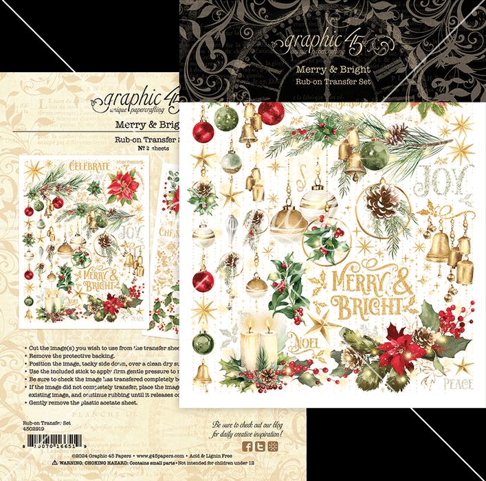 Graphic 45 Merry & Bright Rub-On Transfers