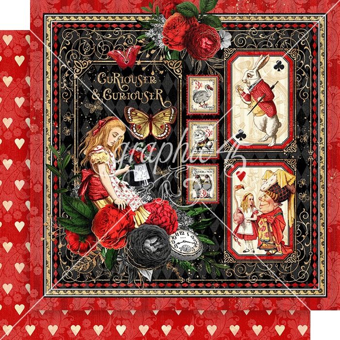 Graphic 45 Curiouser & Curiouser Double-Sided Cardstock 12"X12"-Graphic 45 Curiouser & Curiouser