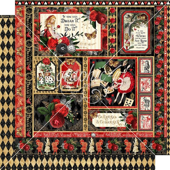 Graphic 45 Curiouser & Curiouser Double-Sided Cardstock 12"X12"-Dream It