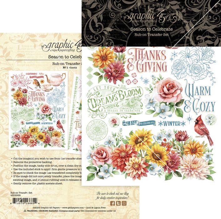 Graphic 45 Rub-On Transfers-Season To Celebrate