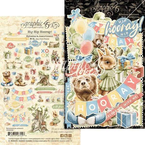 Graphic 45 Hip Hip Hooray Ephemera Set