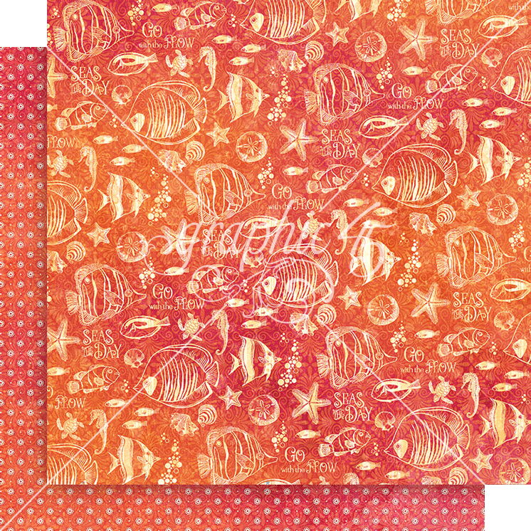 Graphic 45 Seas the Day: Hugs & Fishes 12x12 DS Paper (1 Sheet)