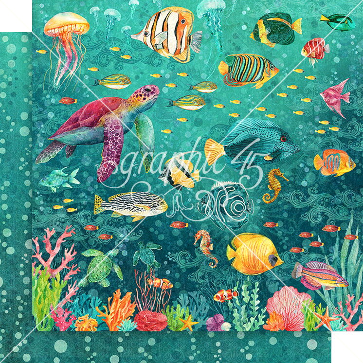 Graphic 45 Seas the Day: Dive into Happiness 12x12 DS Paper (1 Sheet)