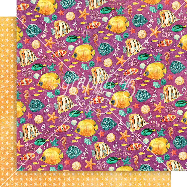 Graphic 45 Seas the Day: Great Catch 12x12 DS Paper (1 Sheet)