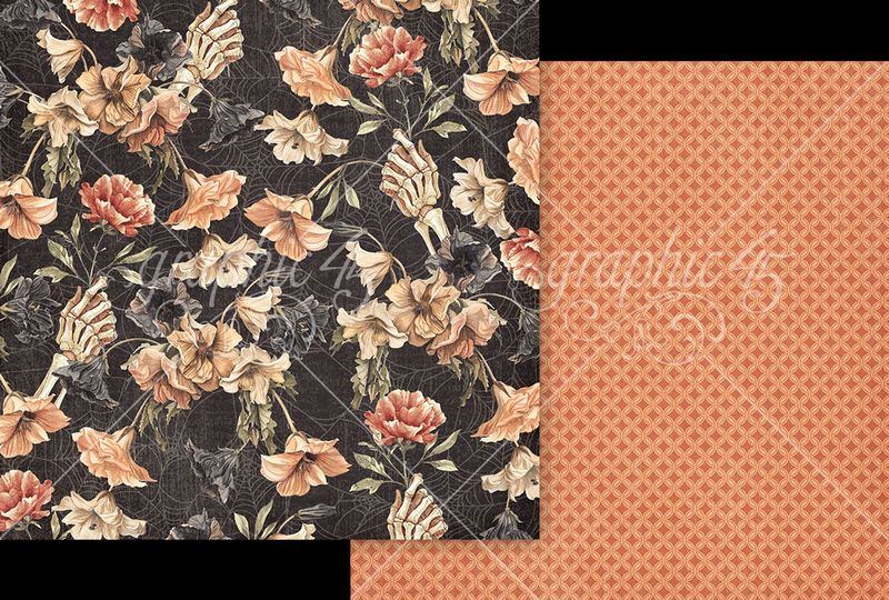 Graphic 45 Ghostly Greetings: Spooky Floral 12x12 DS Paper (1 Sheet)