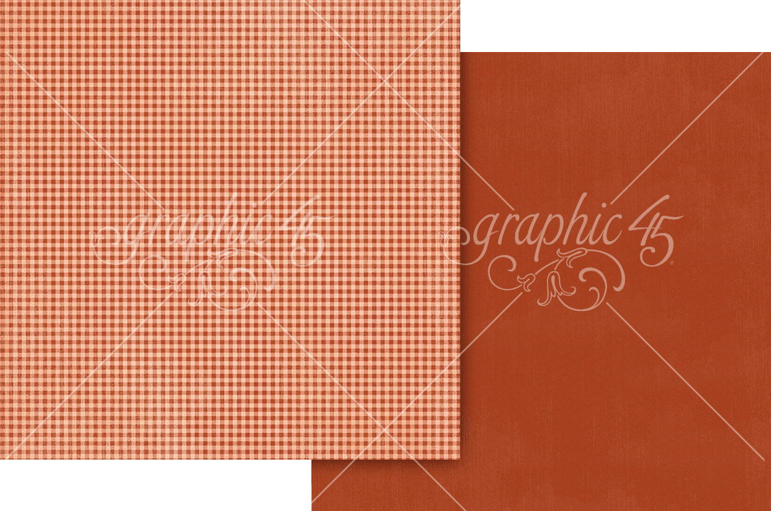 Graphic 45 Poppy Red Pattern & Solid Sheet 12x12 DS Paper (1 Sheet)