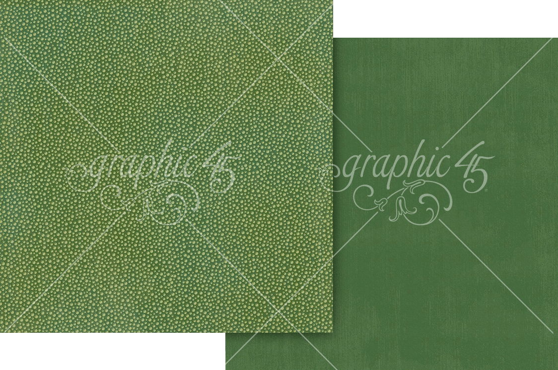 Graphic 45 Emerald Green Pattern & Solid Sheet 12x12 DS Paper (1 Sheet)