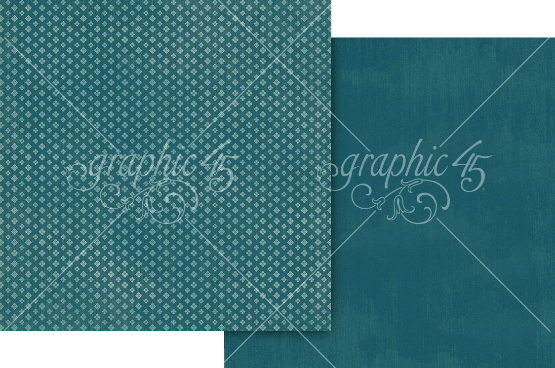 Graphic 45 Sky Blue Pattern & Solid Sheet 12x12 DS Paper (1 Sheet)