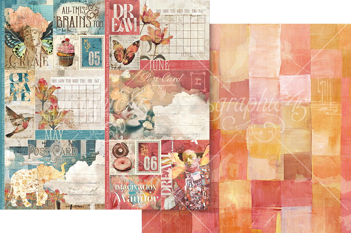 Graphic 45 Journaling Through Time: May & June 12x12 DS Paper (1 Sheet)