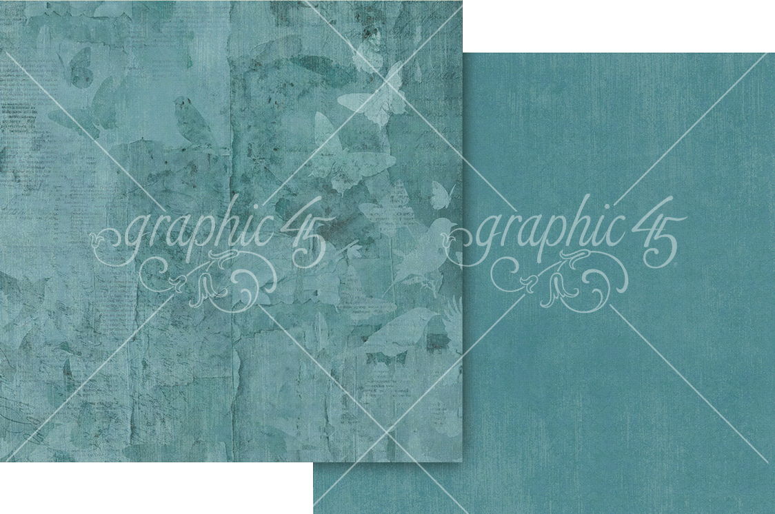 Graphic 45 Journaling Through Time: Bluebird Blue Patterns & Solids 12x12 DS Paper (1 Sheet)