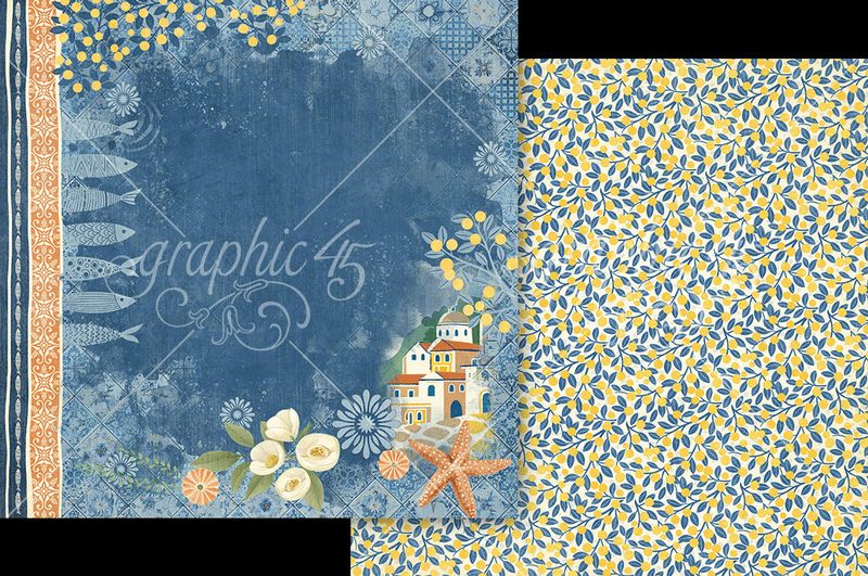 Graphic 45 Scenic Route: Scenic Route Dark Layout 12x12 Paper (1 sheet)