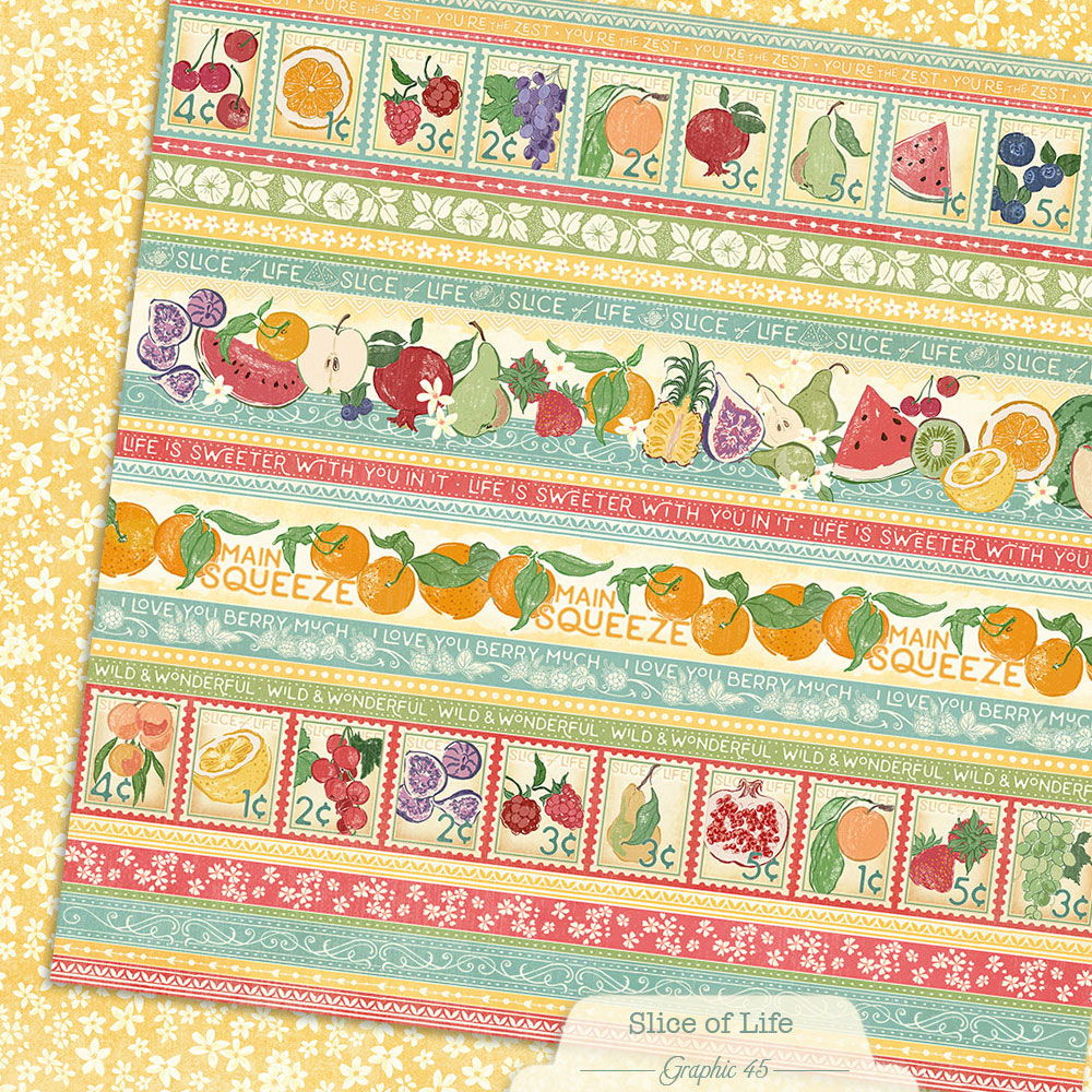 Graphic 45 Slice of Life: Slice of Life Borders 12x12 DS Paper (1 Sheet)