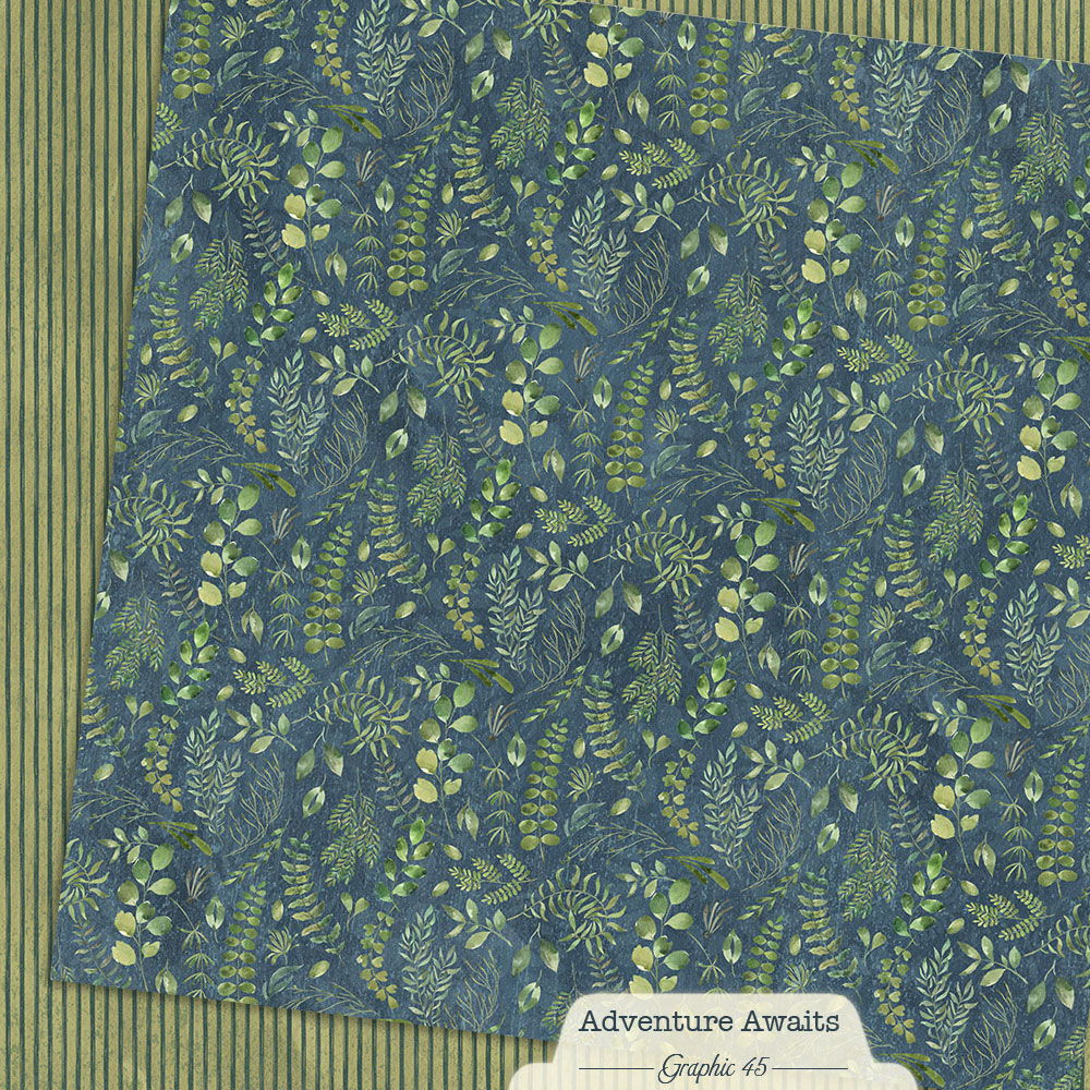 Graphic 45 Adventure Awaits: Floral Fern 12x12 DS Paper (1 Sheet)