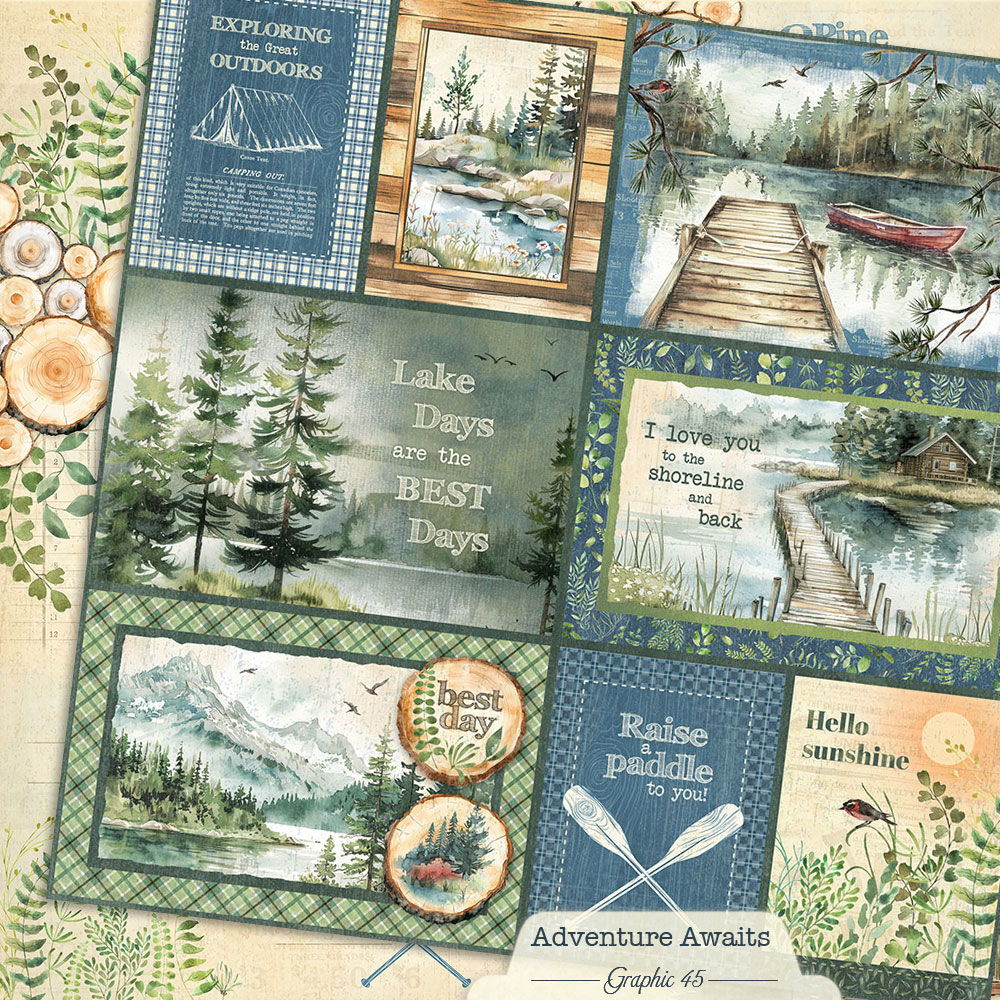 Graphic 45 Adventure Awaits: Adventure Awaits Journaling Cut-aparts 12x12 DS Paper (1 Sheet)