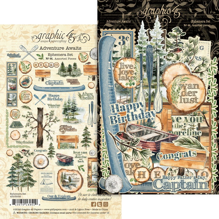 Graphic 45 Adventure Awaits Ephemera Set