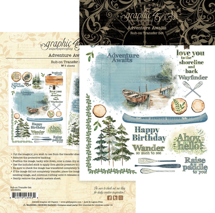 Graphic 45 Adventure Awaits Rub-on Transfers