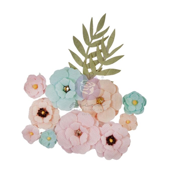 Prima Marketing Fabric Flowers-Afternoon Tea/Peach Tea