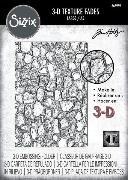 Sizzix 3D Texture Fades Cobblestone A5 Embossing Folder By Tim Holtz