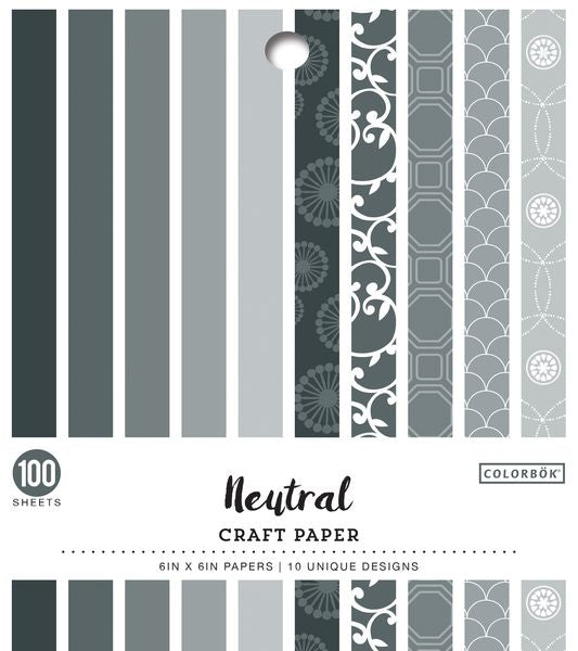 Colorbok Neutral 6"X6" Single-Sided Printed Cardstock, 100 sheets/pkg