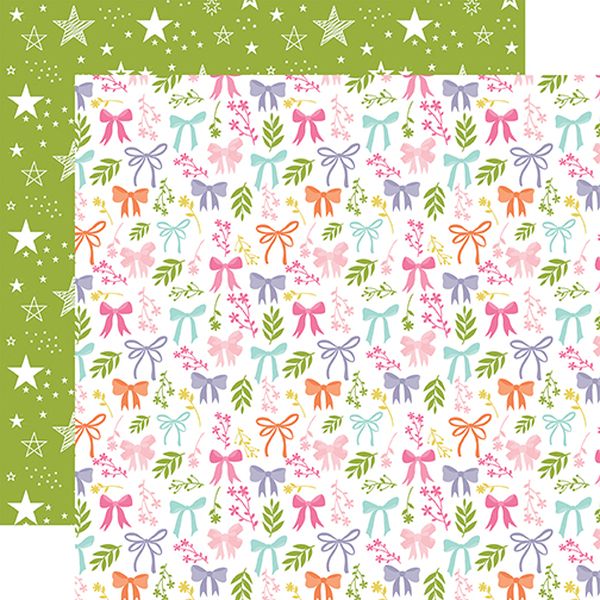 Echo Park All About a Girl: Bows and Stems DS Paper (1 Sheet)