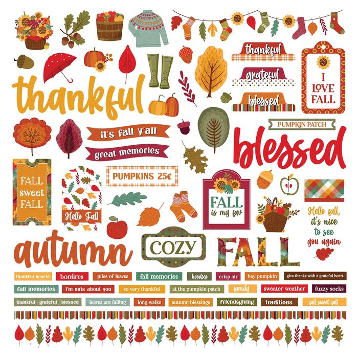 PhotoPlay Autumn Vibes Stickers 12"X12"-Elements