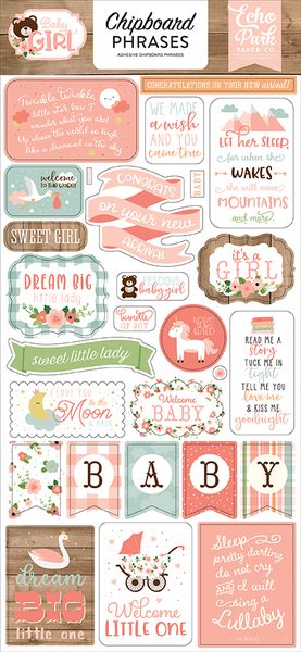 Echo Park Paper Company Baby Girl Chipboard Phrases