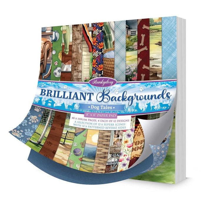 Hunkydory Crafts Brilliant Backgrounds - Dog Tales 8"x8" Paper Pad