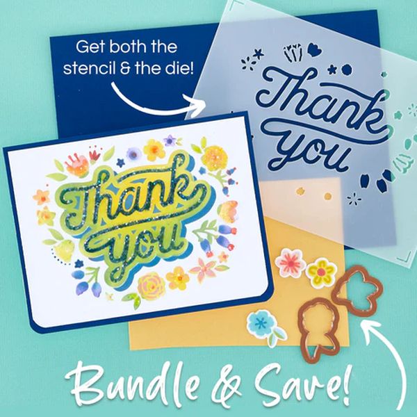 Spellbinders Floral Thank You Stencil and Die Set from theLayered Stencils Collection