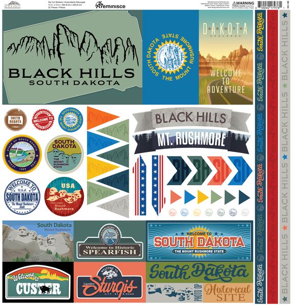 Reminisce Black Hills 12x12 Elements Stickers