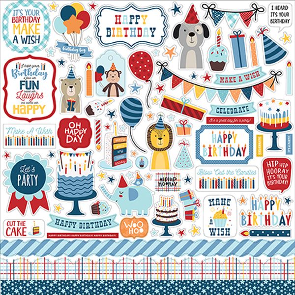 DISC - Echo Park Birthday Boy Element Stickers