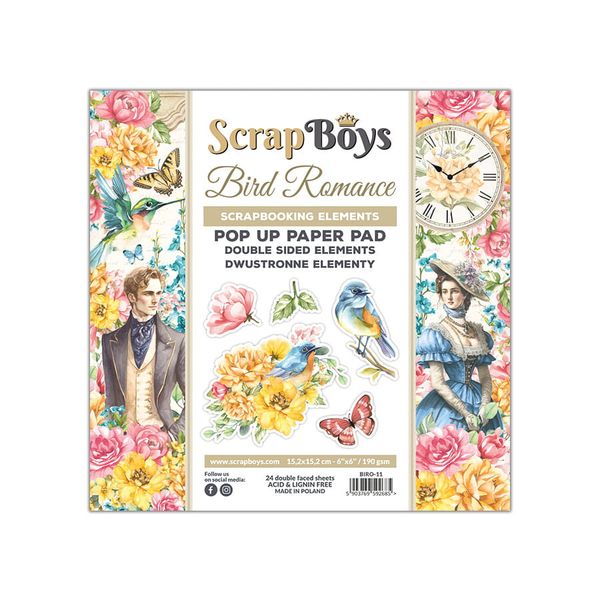 ScrapBoys Bird Romance POP UP Paper Pad
