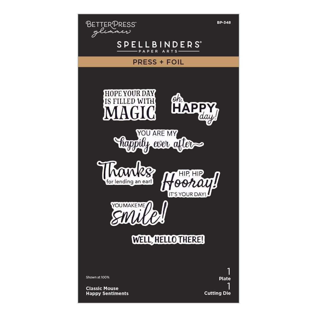 Spellbinders BetterPress Plate & Die Set-Happy Sentiments