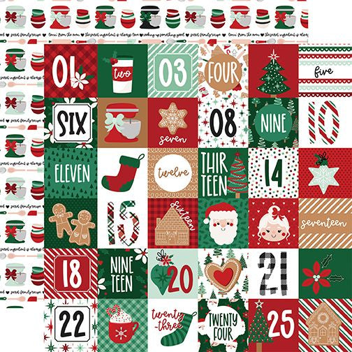 Echo Park Baking Spirits Bright: 2x2 Journaling Cards 12x12 DS Patterned Paper (1 Sheet)