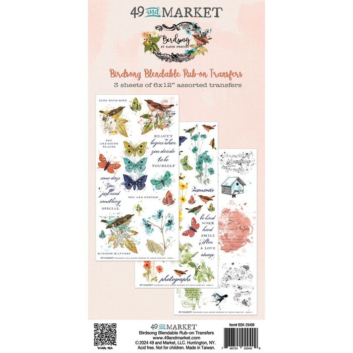 49 And Market Rub-On Transfer Set-Blendable, Birdsong
