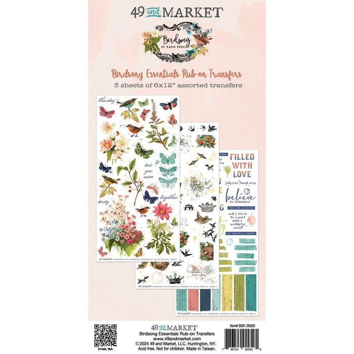 49 And Market Rub-On Transfer Set-Essentials, Birdsong